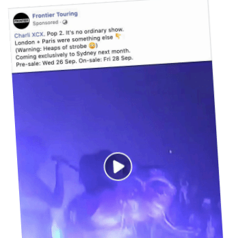 A social media video ad, advertising Charli XCX with an engaging video using live footage.